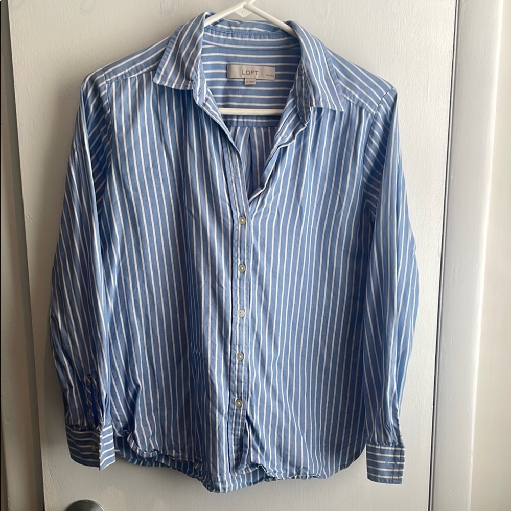 LOFT Blue Striped women's Shirt